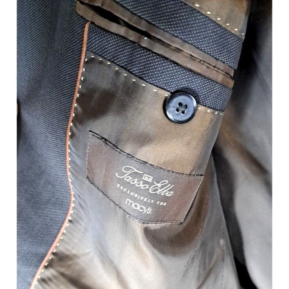 Mens Tasso Elba Blazer Sports Coat Super 140s Wool Brown Korea Career 40R - Picture 3 of 8